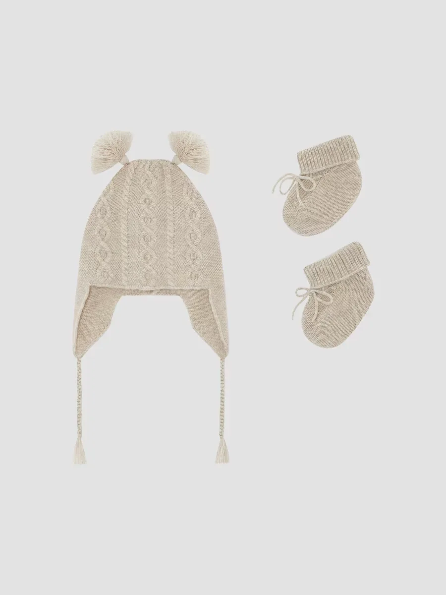 Benny Cable-Knit Hat and Booties Set by Marie-Chantal