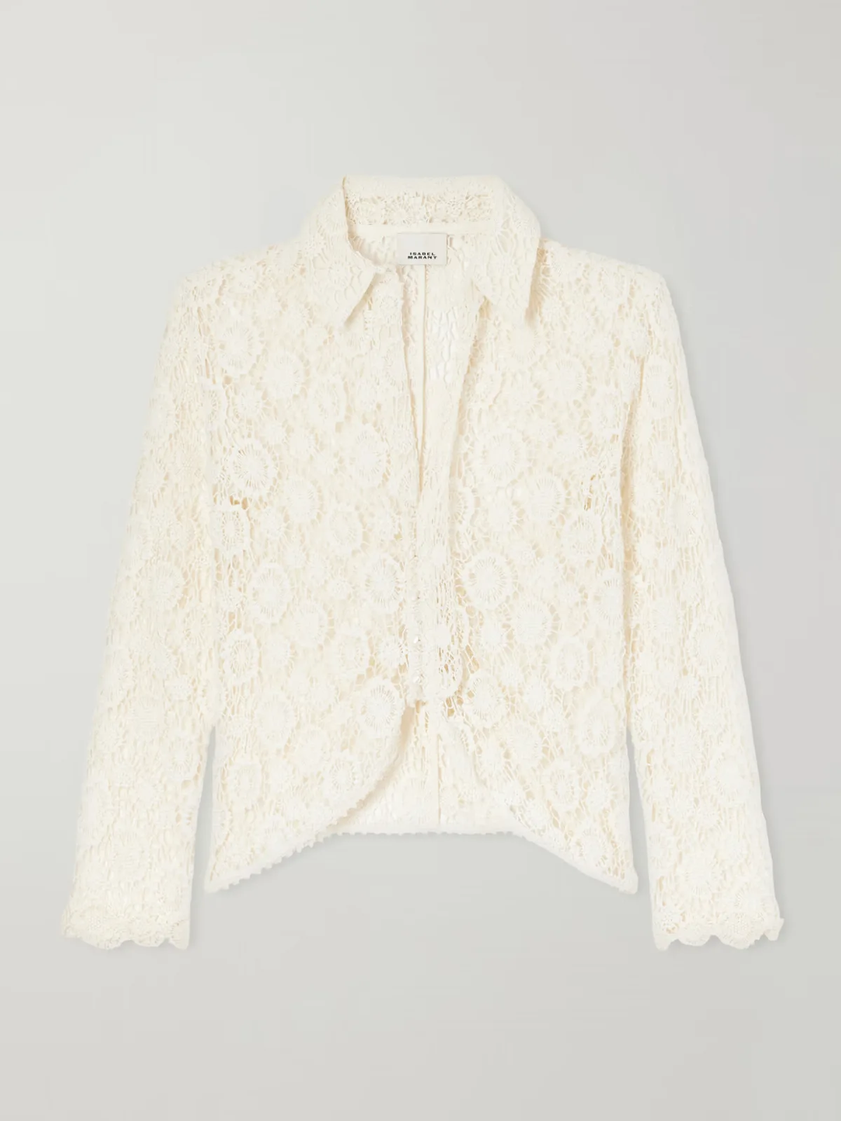 - Tie-detailed Cotton-lace Shirt -