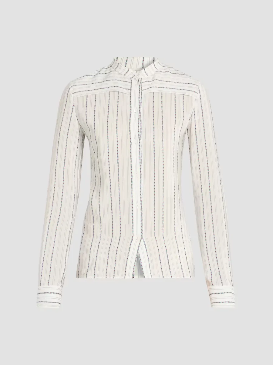 Floral-Striped Silk Button-Front Shirt by Chloé