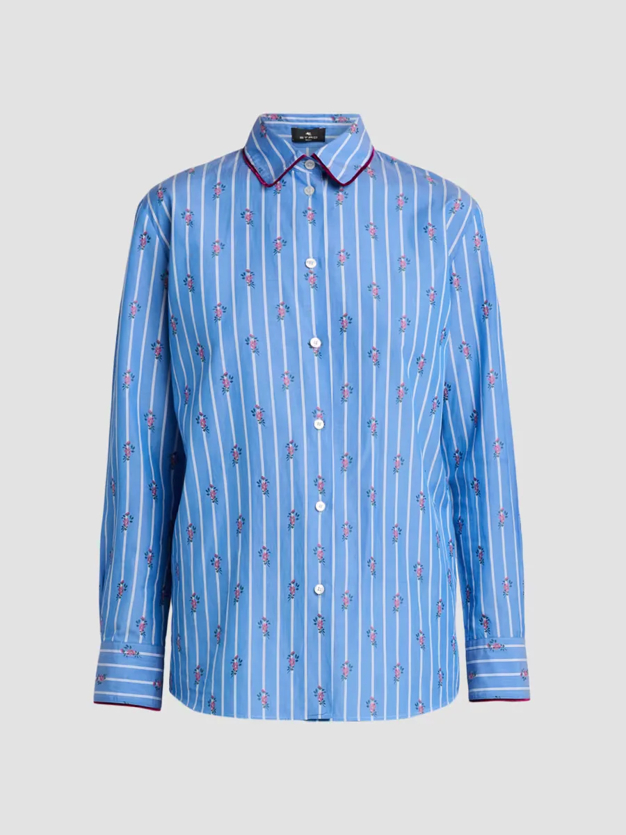Floral Striped Cotton Button-Front Shirt by ETRO