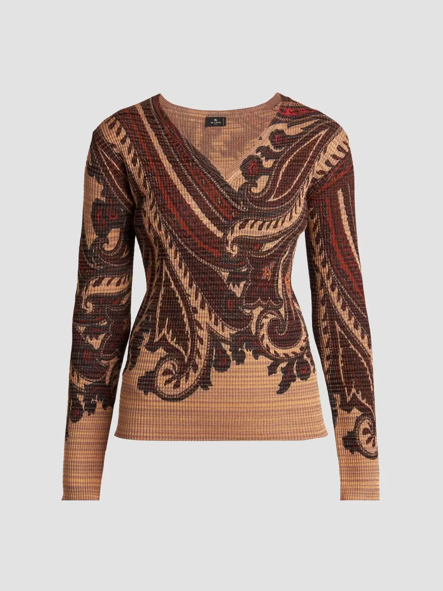 Stamped Paisley V-Neck Top by ETRO