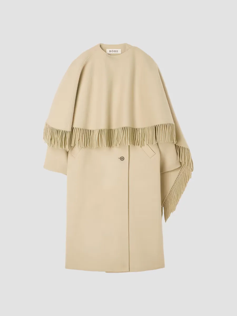 Double-Faced Wool Fringe Coat