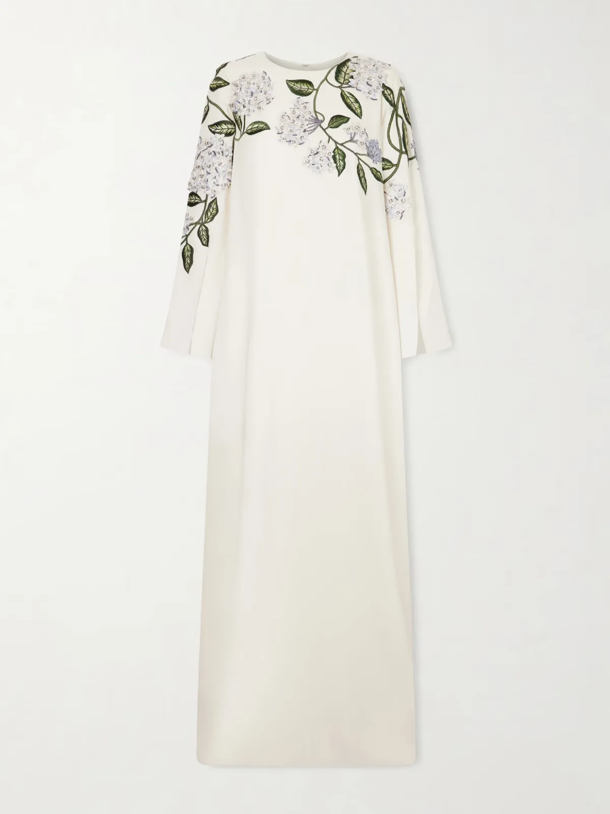 - Appliquéd Embroidered Silk-blend Crepe Gown -