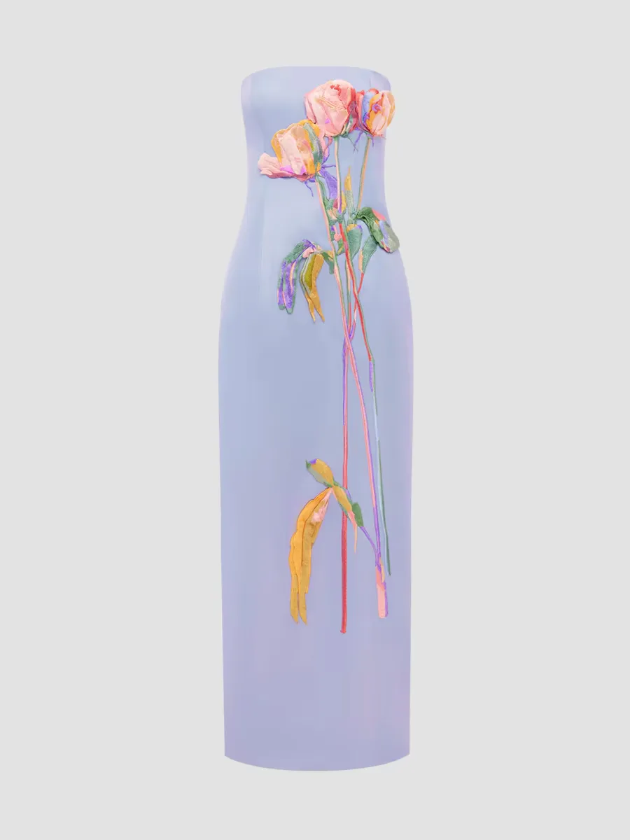 Rayna Floral Appliqué Column Maxi Dress by LEO LIN