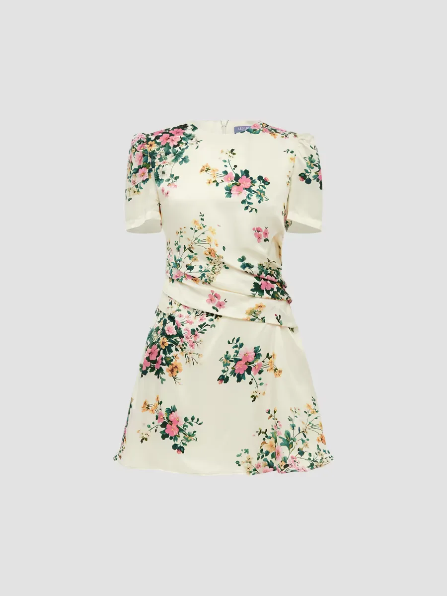 Sojourn Elyse Posy Floral Silk-Blend Mini Dress by LEO LIN