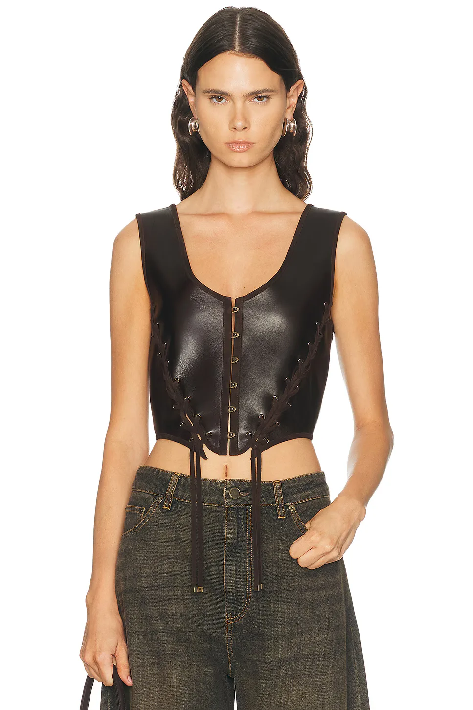 Plonge Leather Sleeveless Blouse