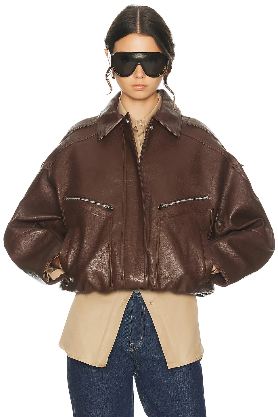 Hudson Faux Leather Bomber Jacket
