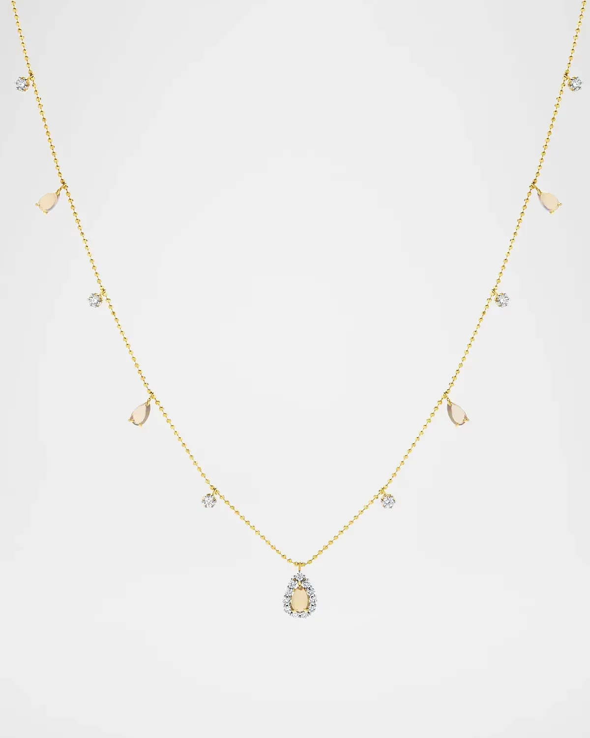 18K Yellow Gold Diamond and Opal Necklace by Wren