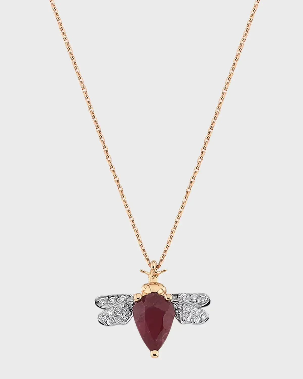 Diamond and Ruby Bee Necklace by BeeGoddess