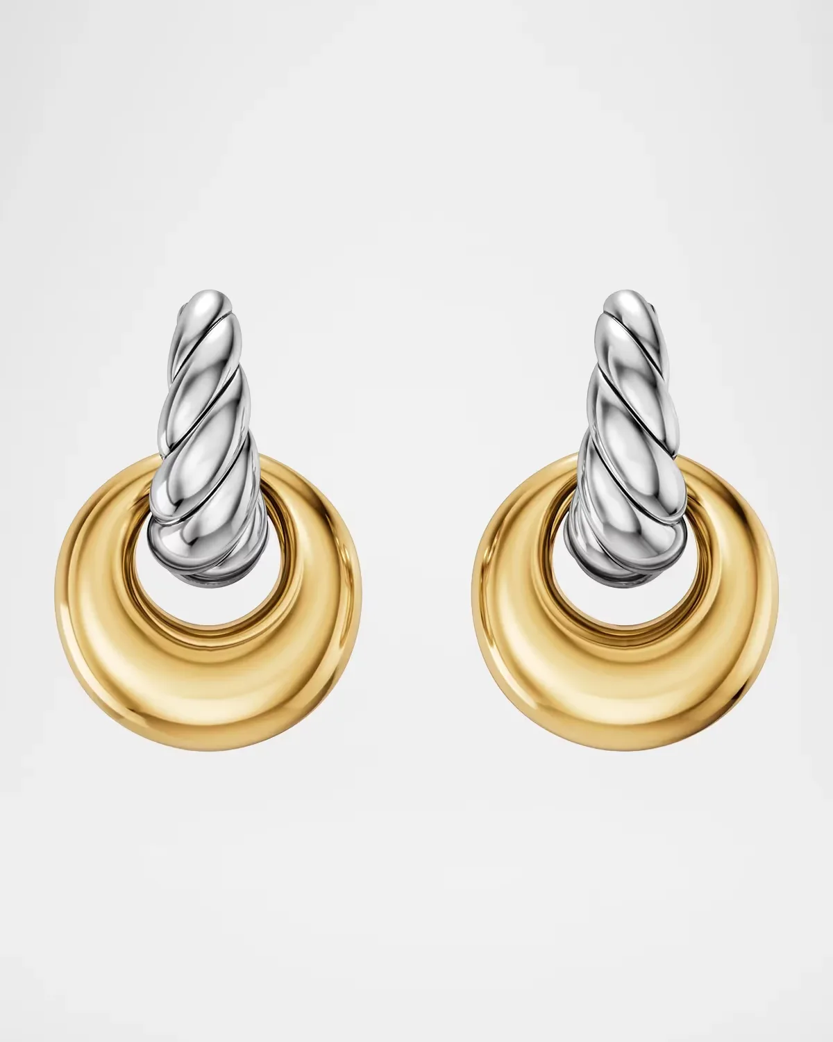 Sculpted Cable Drop Earrings in 14K Gold with Silver, 23mm by David Yurman