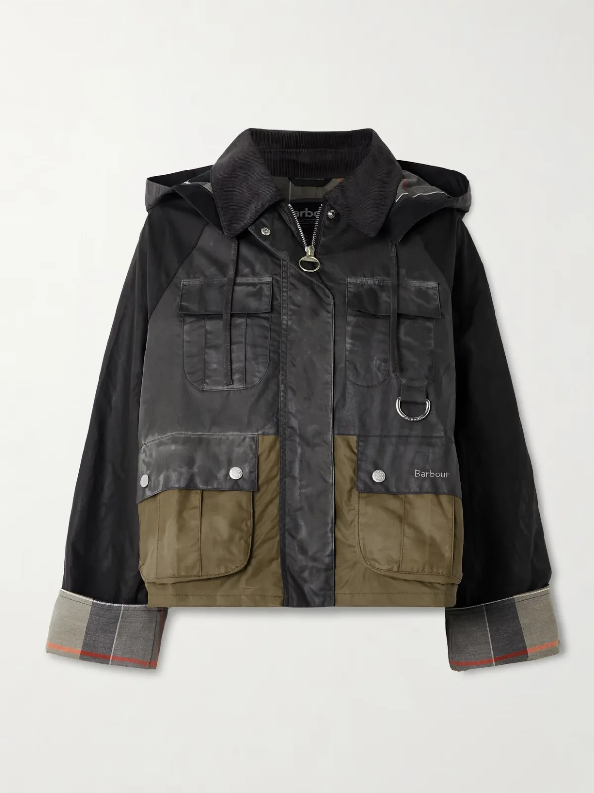- Liza Hooded Paneled Waxed-cotton Jacket -