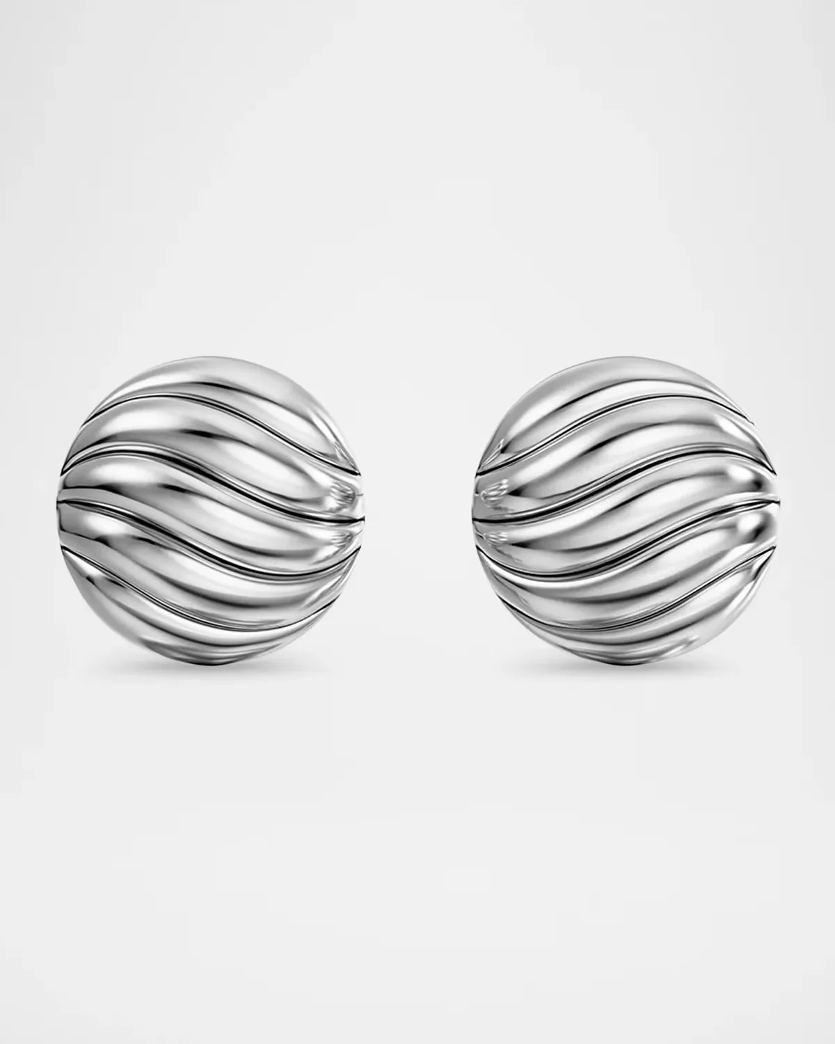 Sculpted Cable Stud Earrings in Silver, 9mm by David Yurman