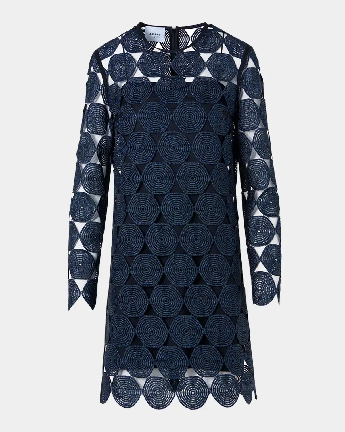 Metallic Dot Lace Long-Sleeve Mini Dress by Akris Punto