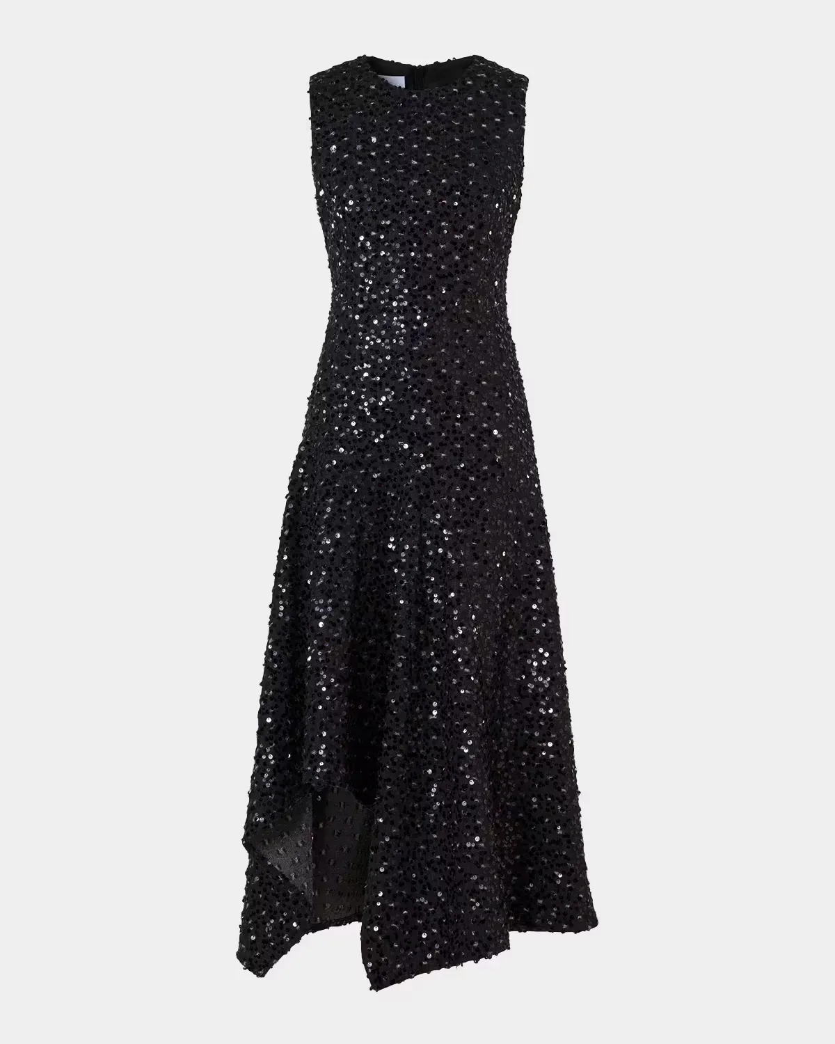 Sequined Denim Sleeveless Handkerchief Midi Dress by Akris Punto