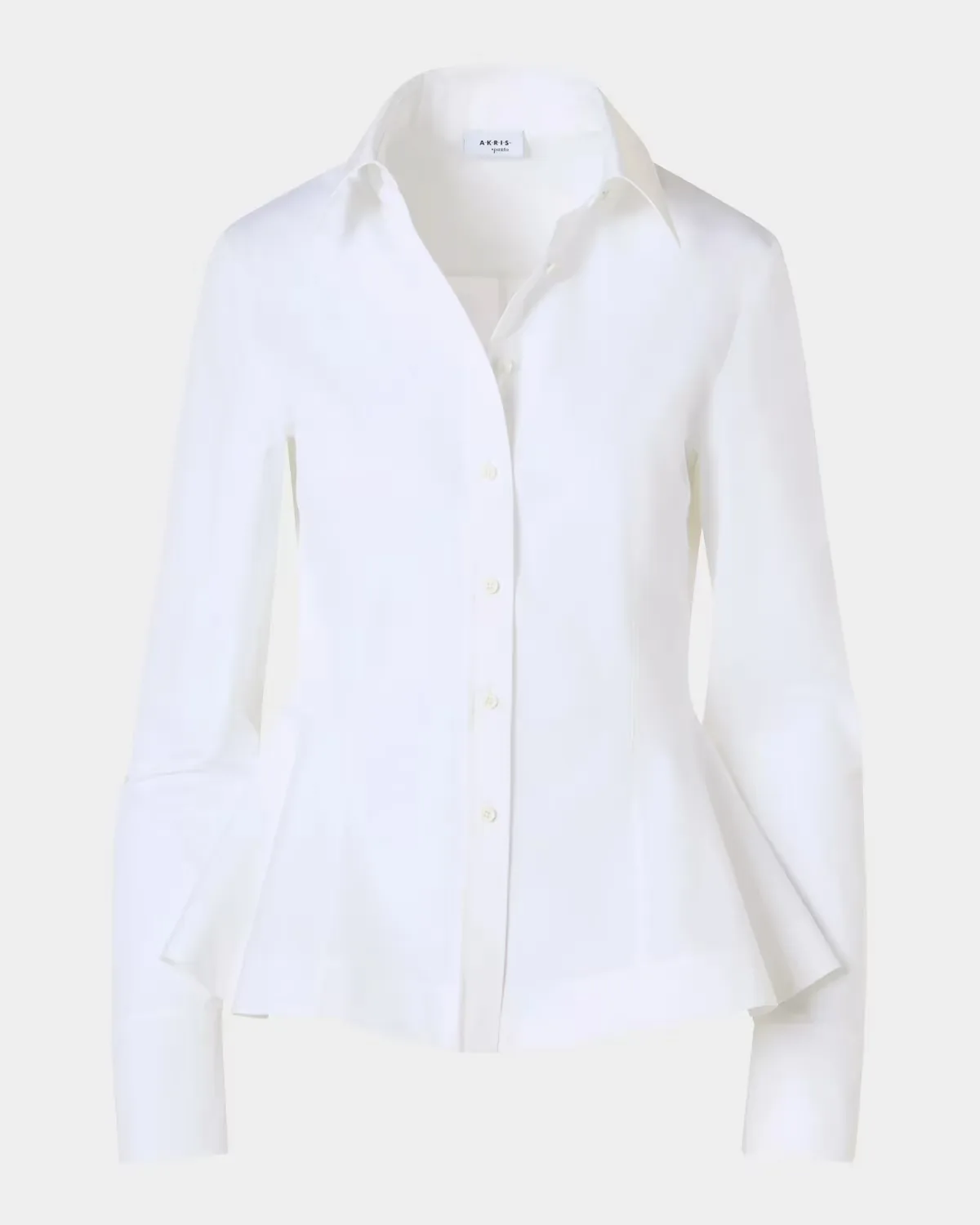 Peplum Cotton Button-Front Blouse