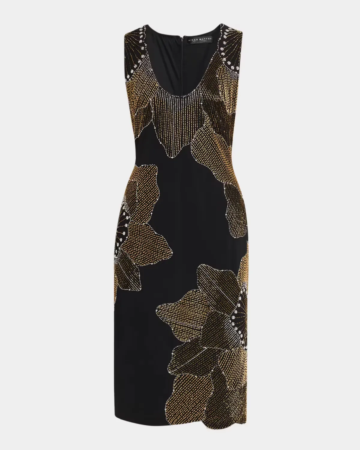 Beaded Knit-Crepe Midi Dress by Aidan Mattox