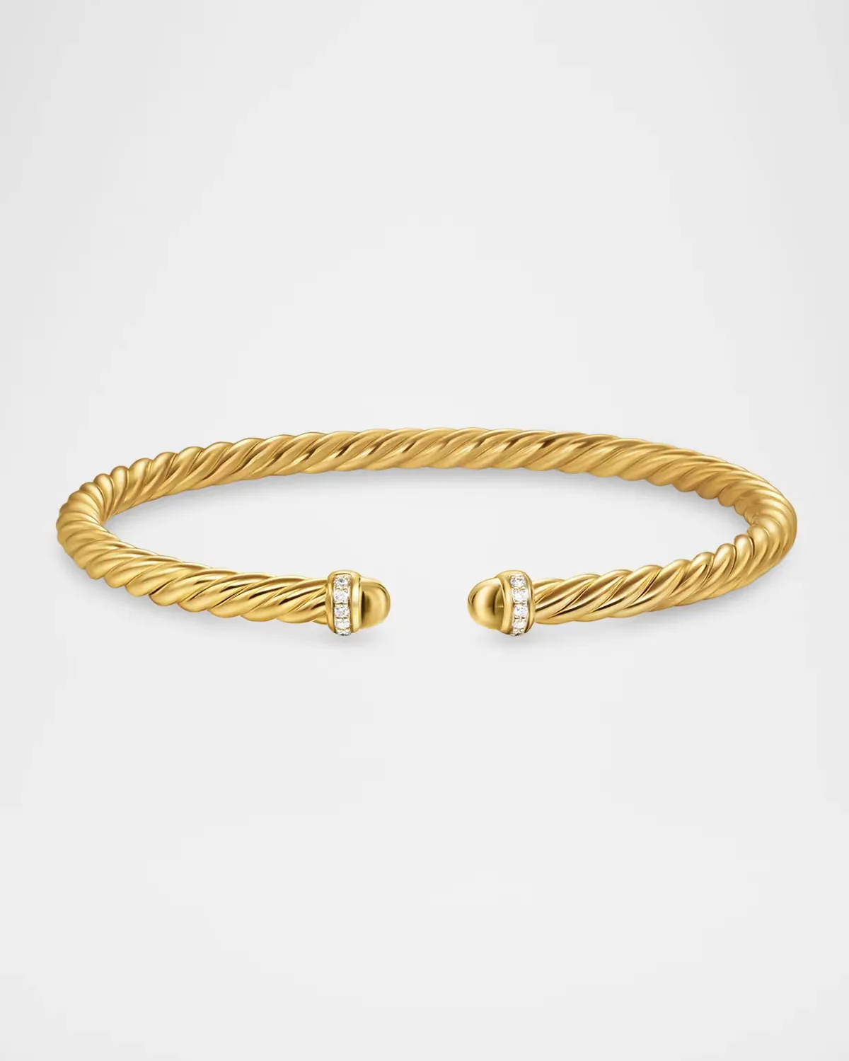 Cablespira Flex Bracelet with Diamonds and Domes in 18K Gold, 4mm, Medium