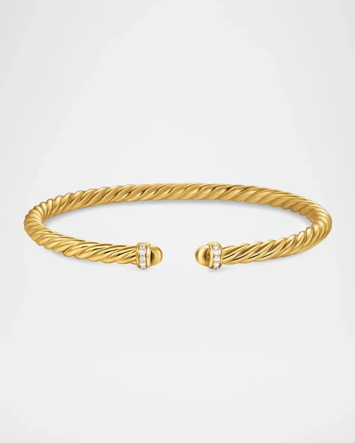 Cablespira Flex Bracelet with Diamonds and Domes in 18K Gold, 4mm, Small