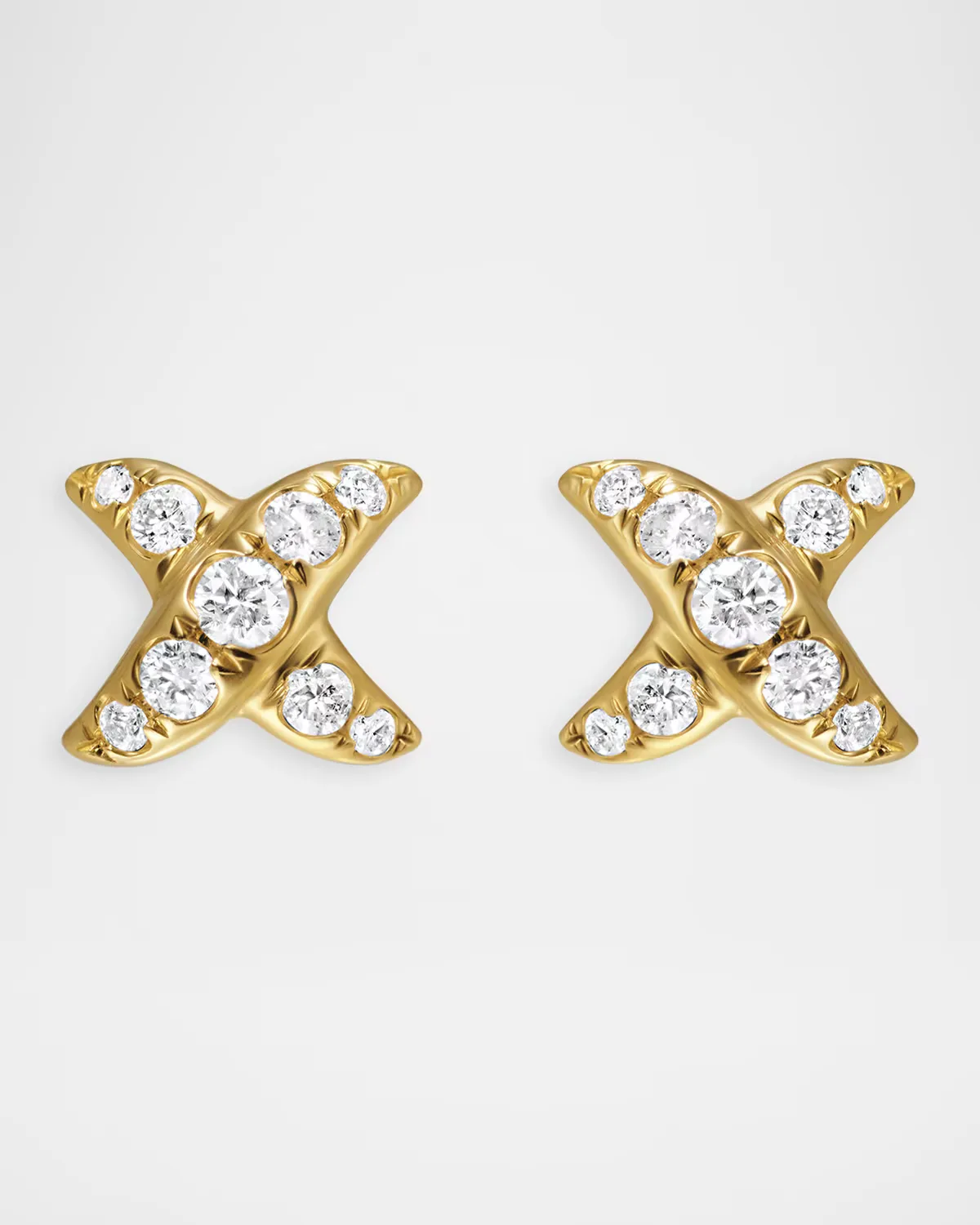 Crossover x Stud Earrings with Diamonds in 18K Gold, 6mm by David Yurman