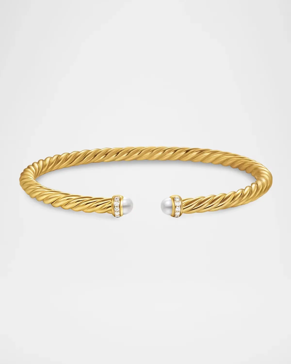Cablespira Flex Bracelet with Diamonds and Pearls in 18K Gold, 4mm, Small by David Yurman