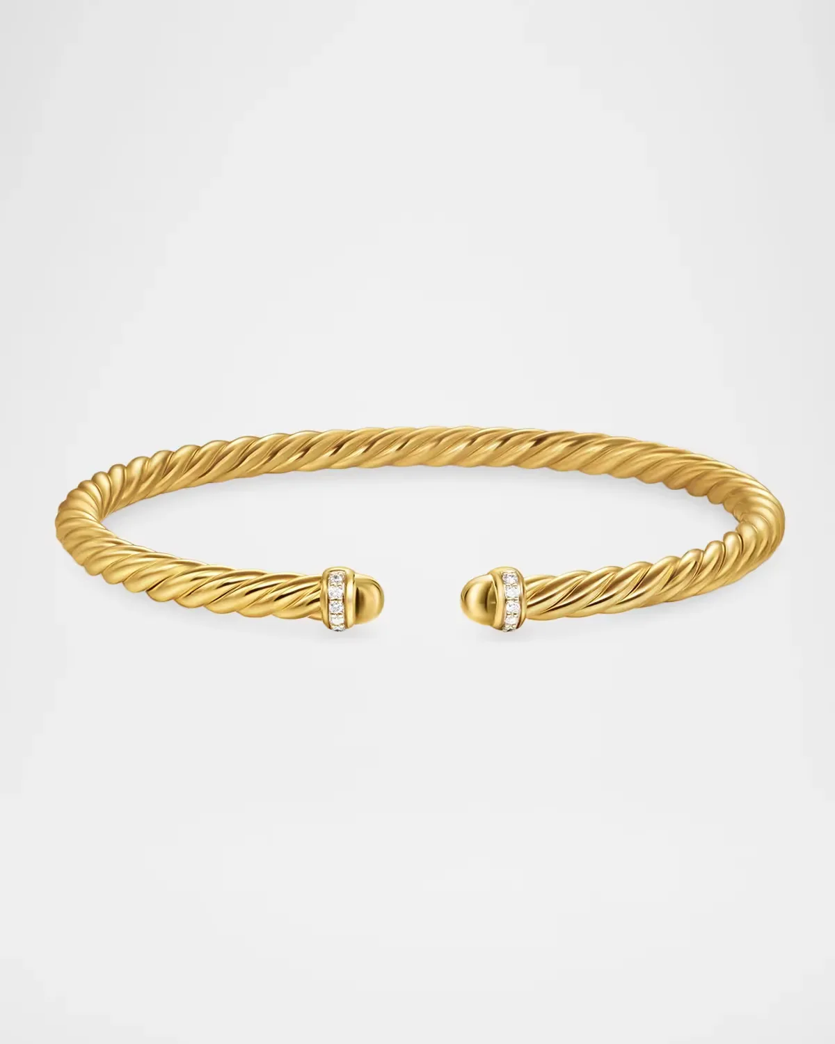 Cablespira Flex Bracelet with Diamonds and Domes in 18K Gold, 4mm, Large