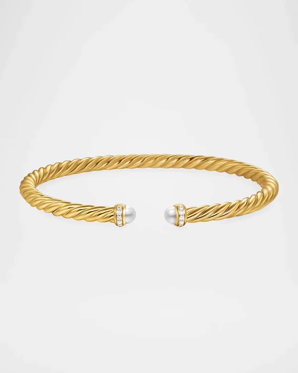 Cablespira Flex Bracelet with Diamonds and Pearls in 18K Gold, 4mm, Medium by David Yurman