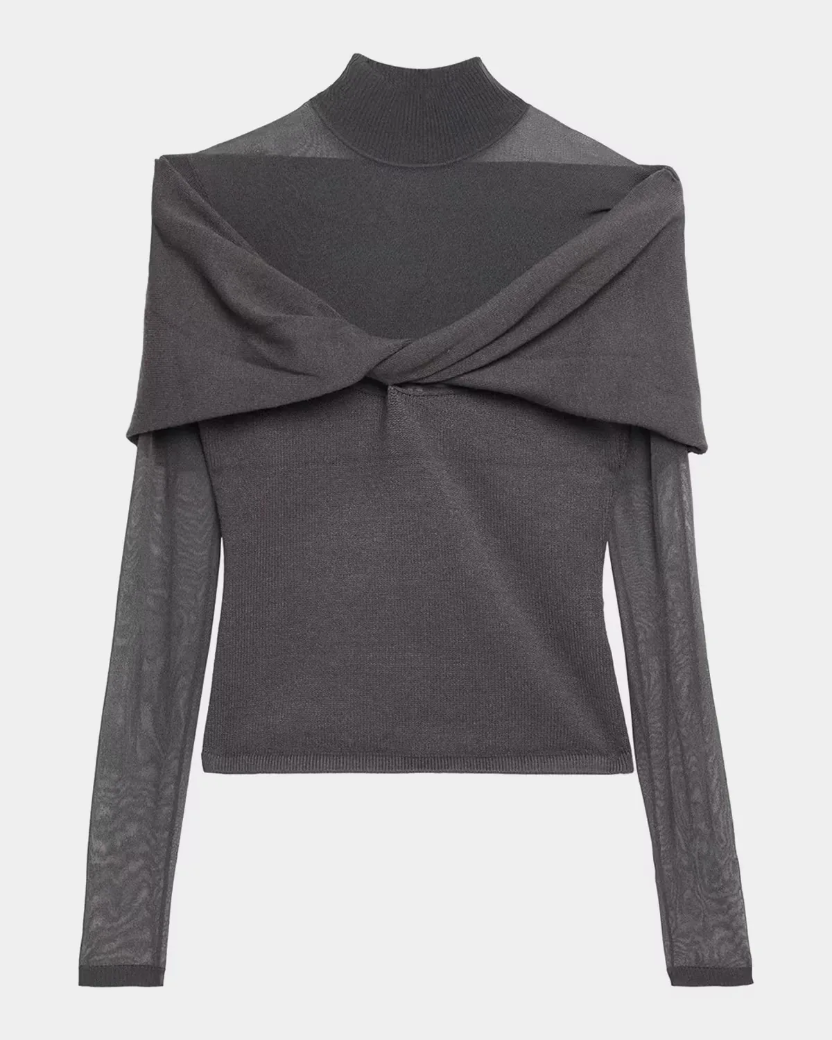 Oak Mesh Knit Twist-Front Top by SEROYA