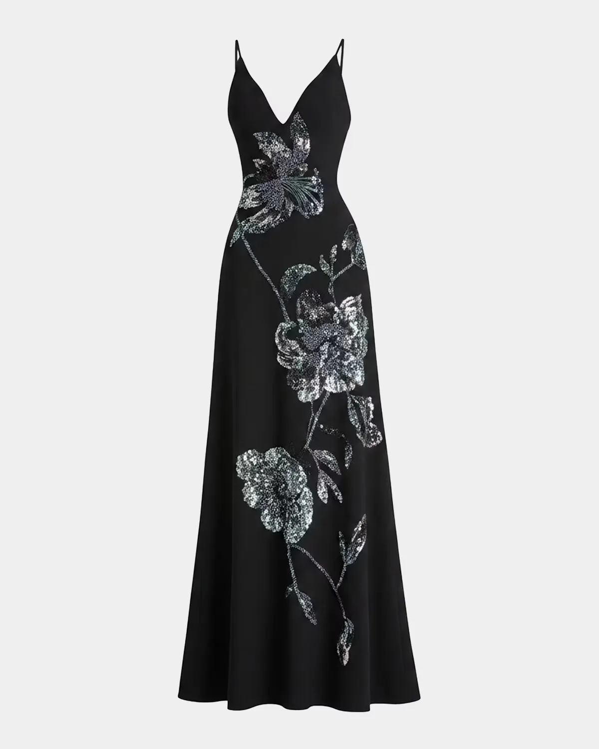 Coleen Sequin Floral A-Line Gown by HELSI