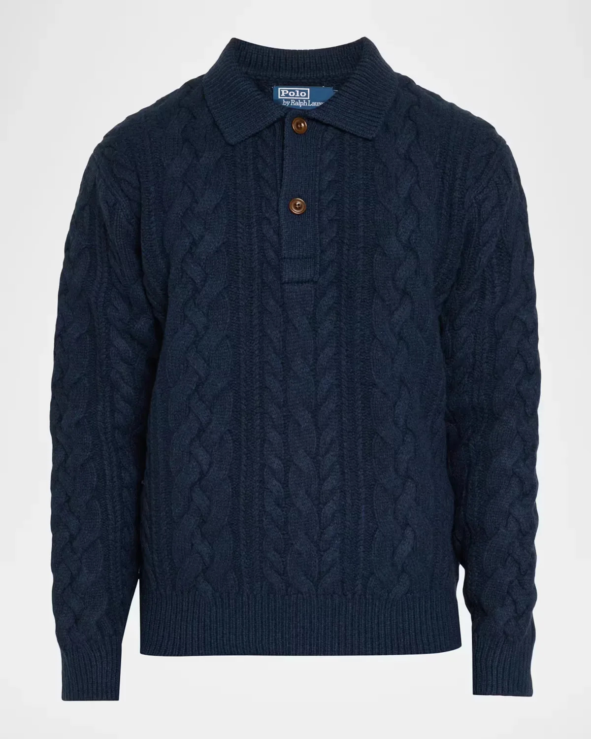 Aran-Knit Wool-Blend Polo-Collar Sweater by Polo Ralph Lauren