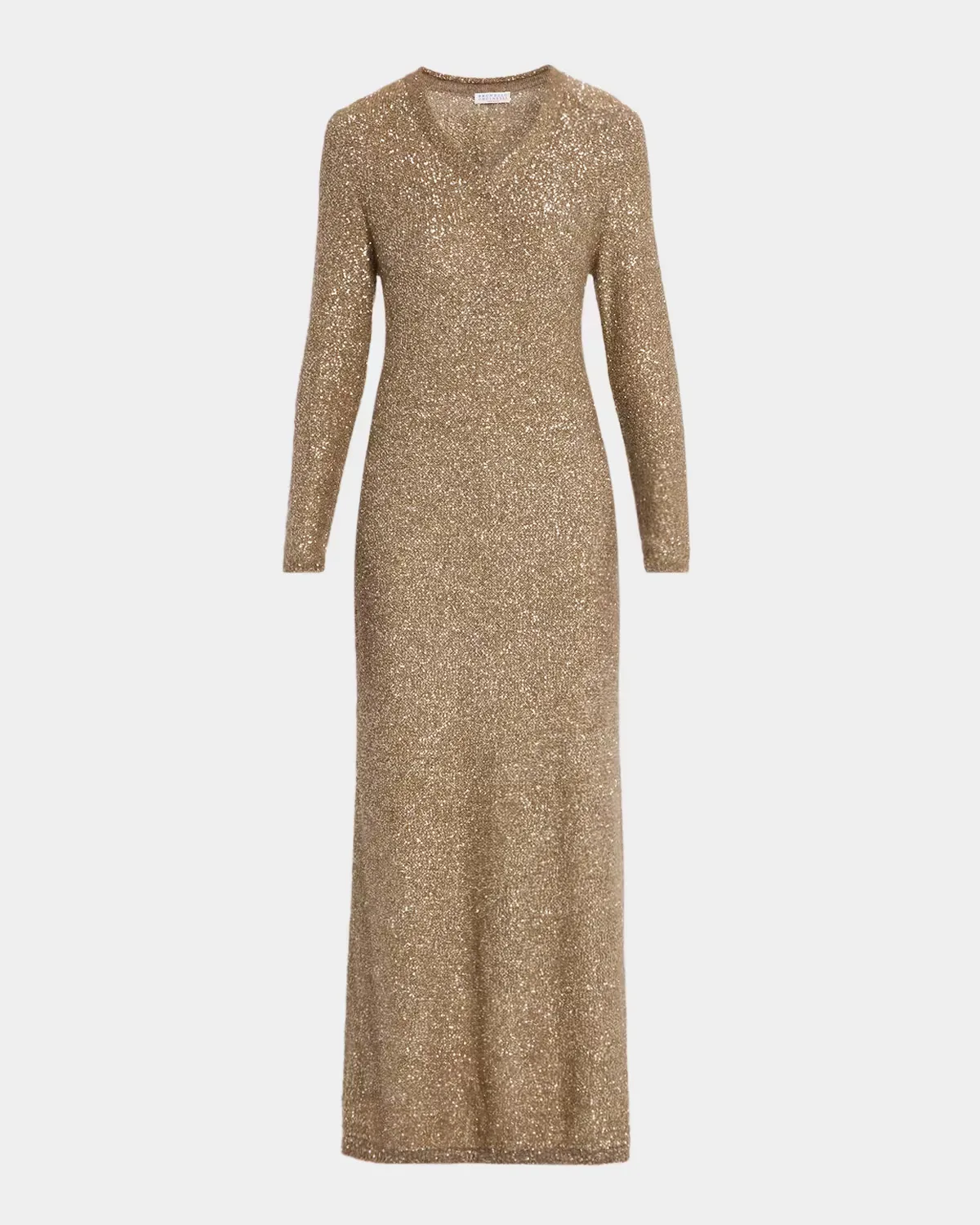 Mohair Diamante Knit Long-Sleeve Maxi Dress by Brunello Cucinelli