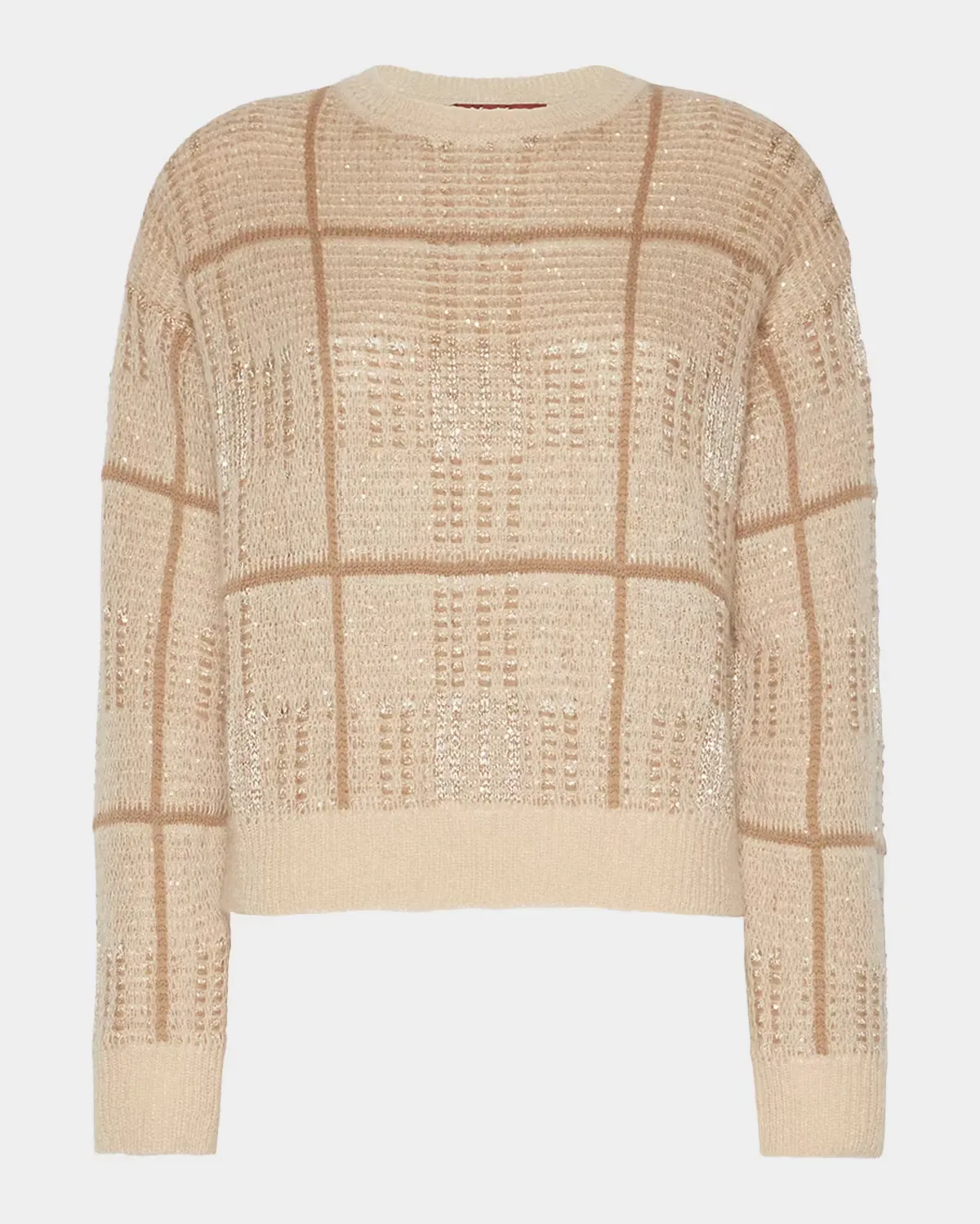 Sequin Plaid Knit Sweater by Max Mara