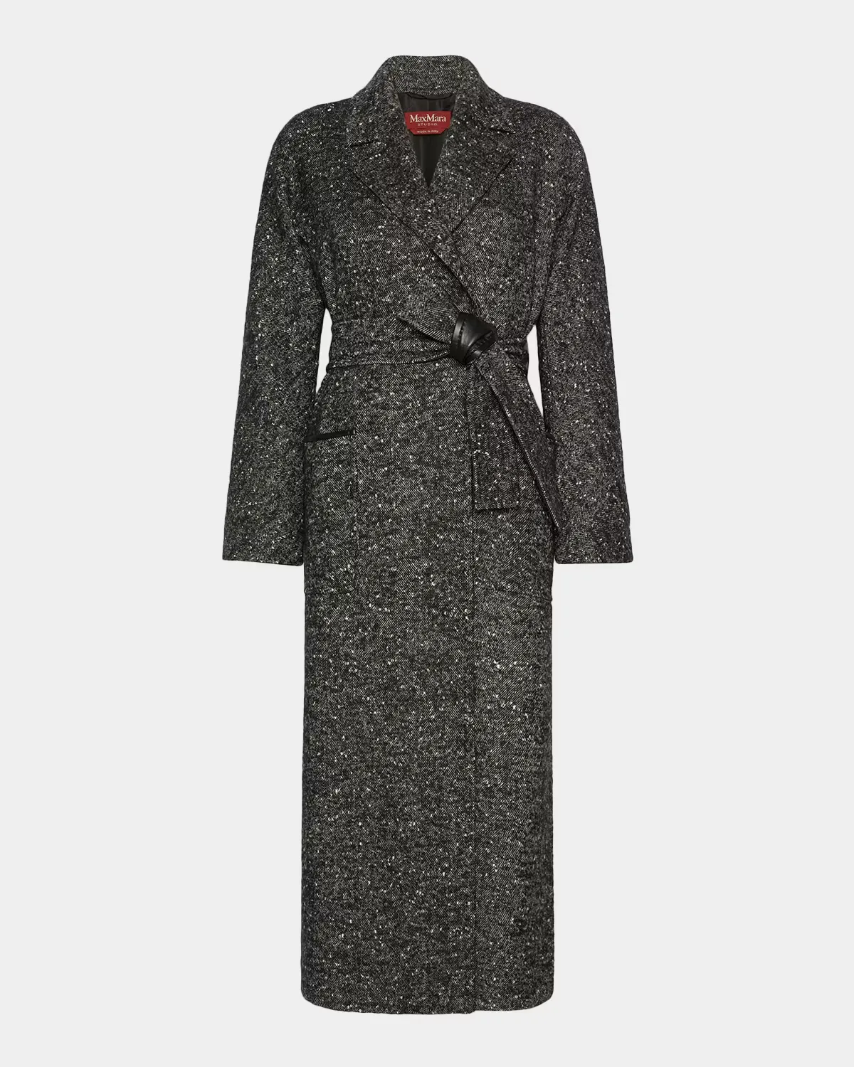 Long Herringbone Tweed Coat by Max Mara