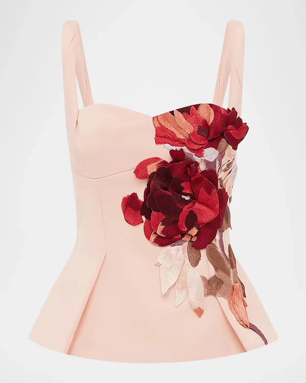 Georgia Embroidered Sweetheart Peplum Top by LEO LIN