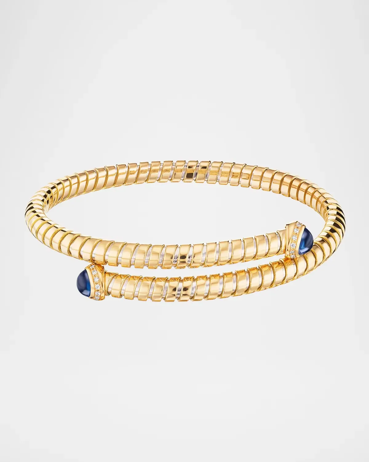 18K Yellow Gold Sapphire Trisolina Bypass Bracelet with Diamonds by Marina B