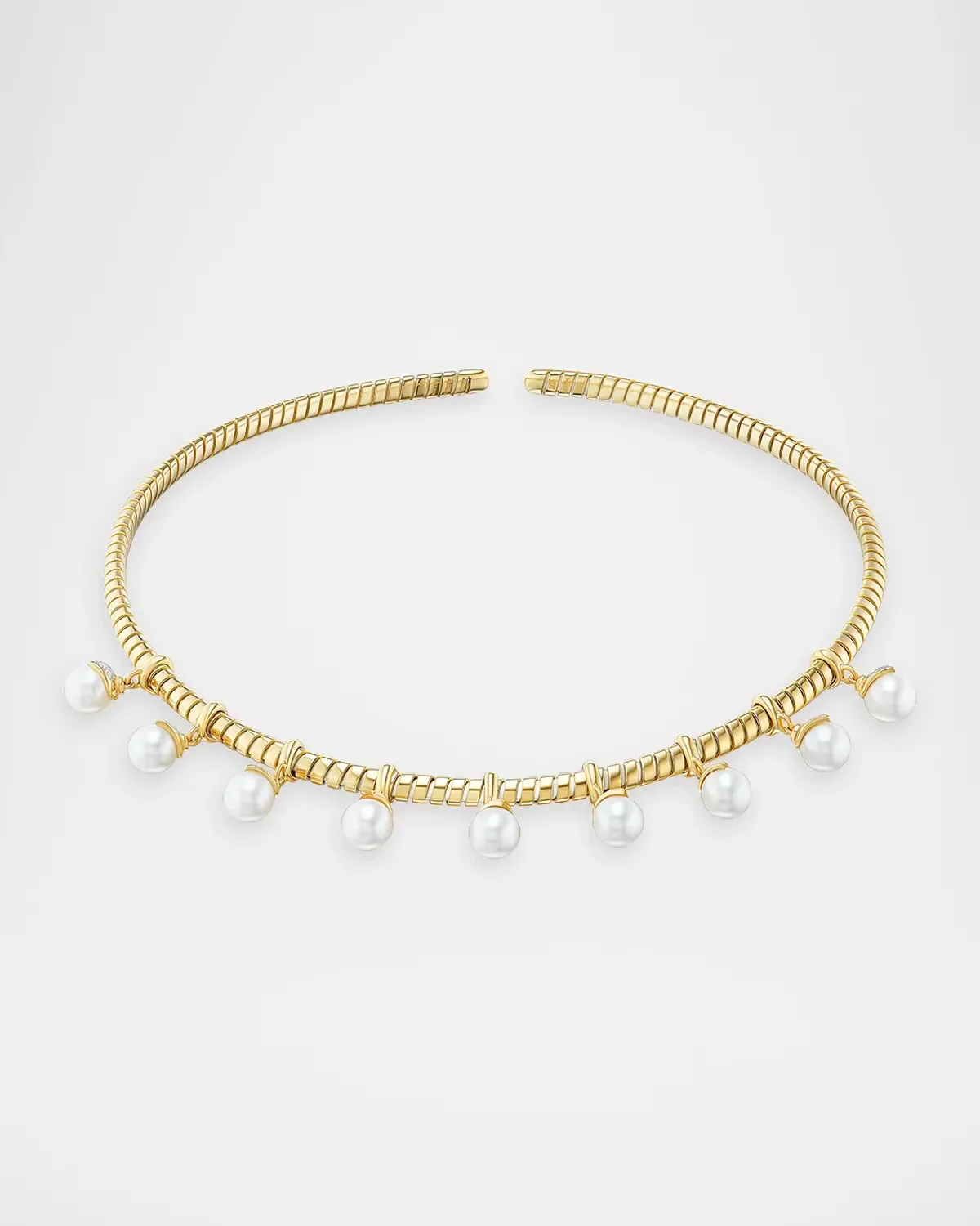 18K Yellow Gold Lina Collar with Diamonds and Pearls