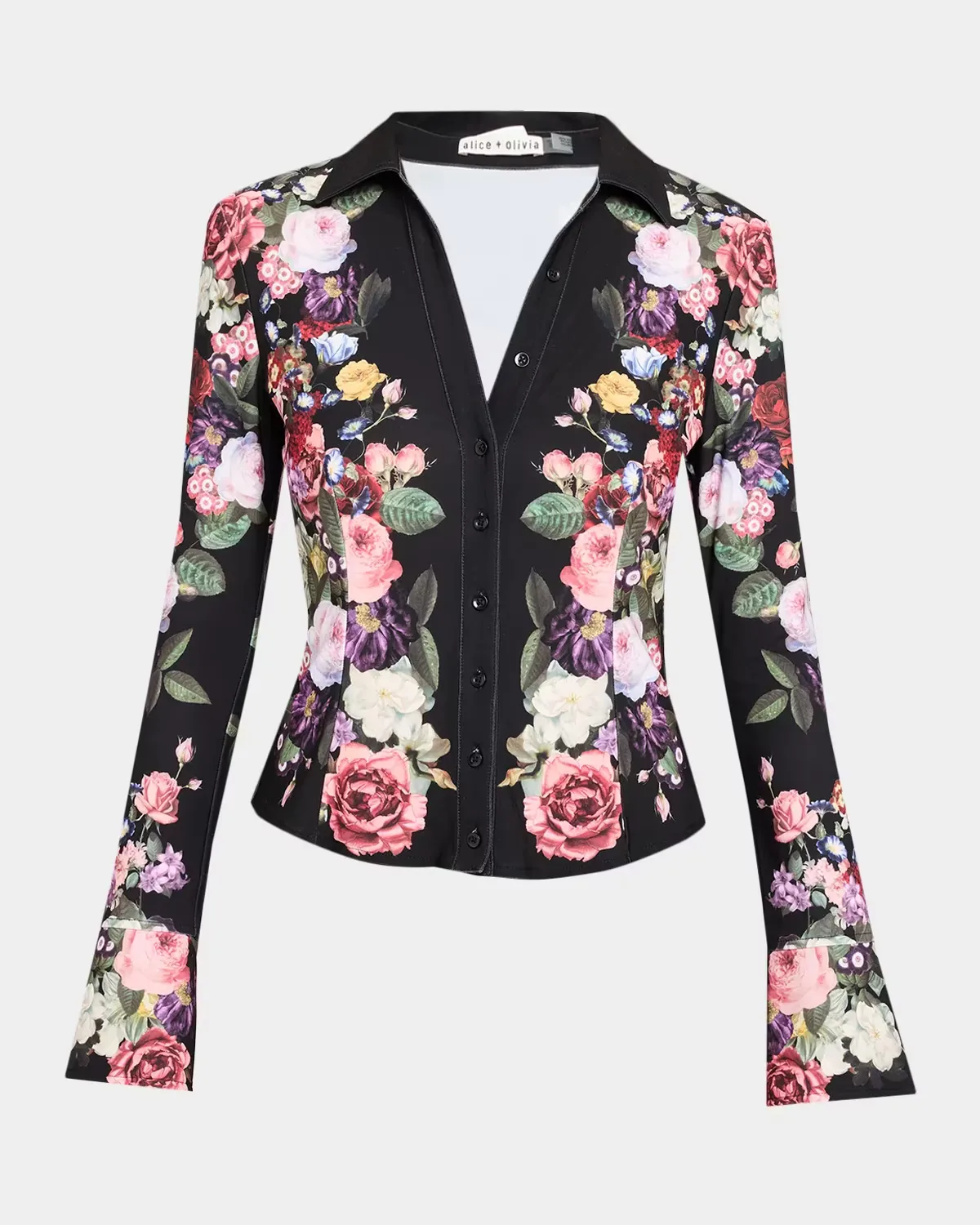 Freya Floral-Print Long-Sleeve Button-Down Shirt by Alice + Olivia