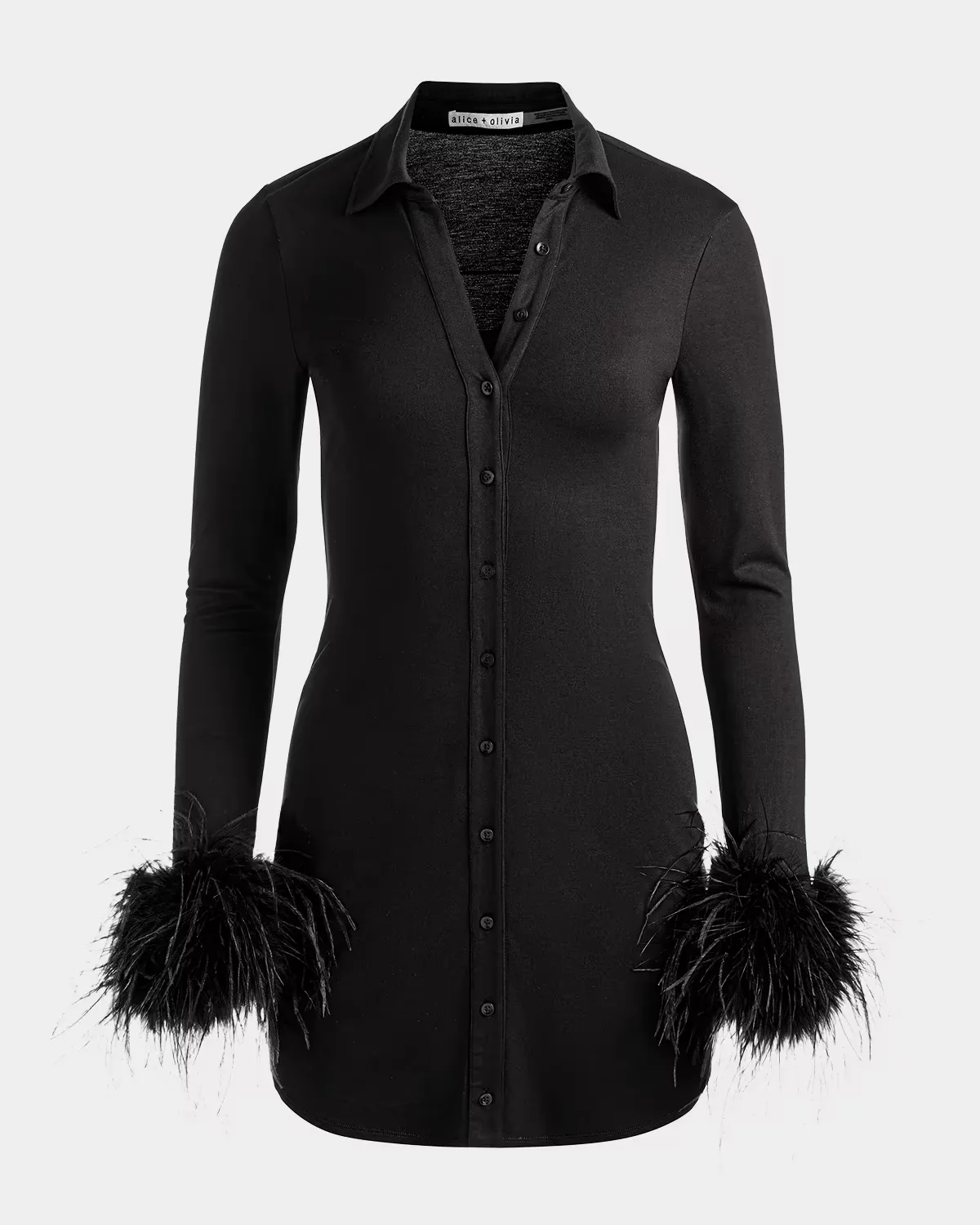 Freya Feather-Cuff Mini Shirtdress by Alice + Olivia