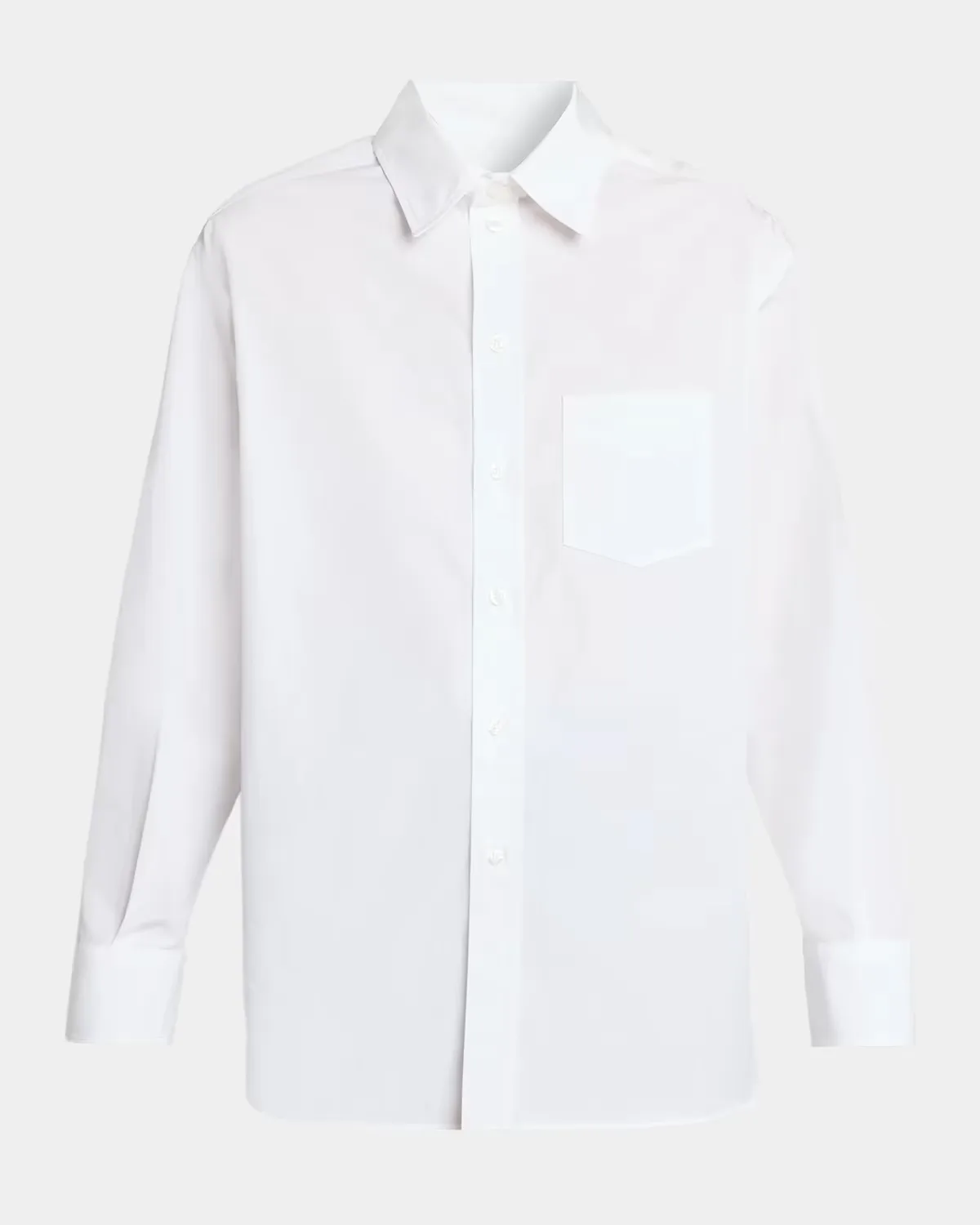 Nautical-Print Satin Back Cotton Poplin Button-Down Shirt