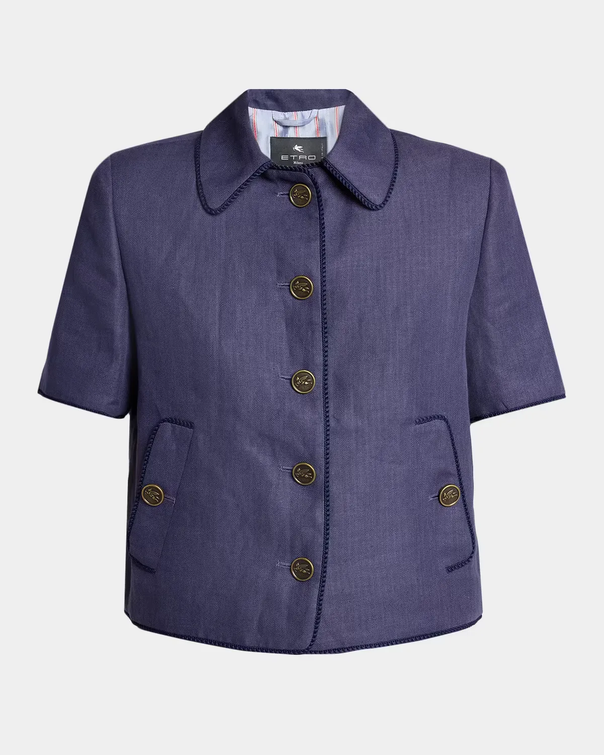 Short-Sleeve Cotton Herringbone Lady Jacket by ETRO
