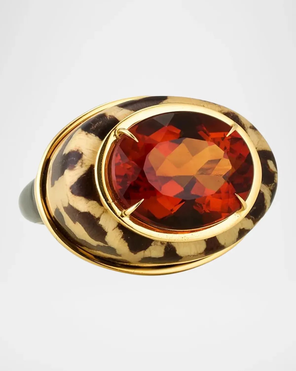 18K Cheetah Marquetry Ring with Citrine by Silvia Furmanovich
