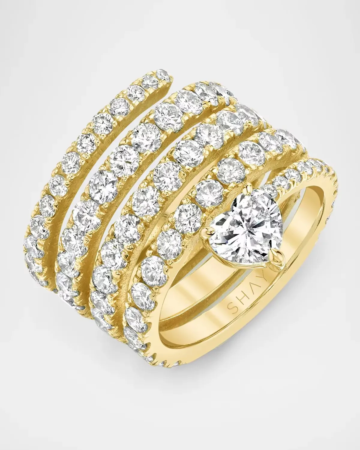 18k Yellow Gold Diamond Spiral Heart Pinky Ring by SHAY