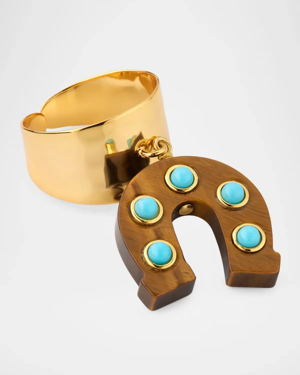 22K-Gold-Plated, Tiger's Eye & Turquoise Charm Bracelet by NEST Jewelry