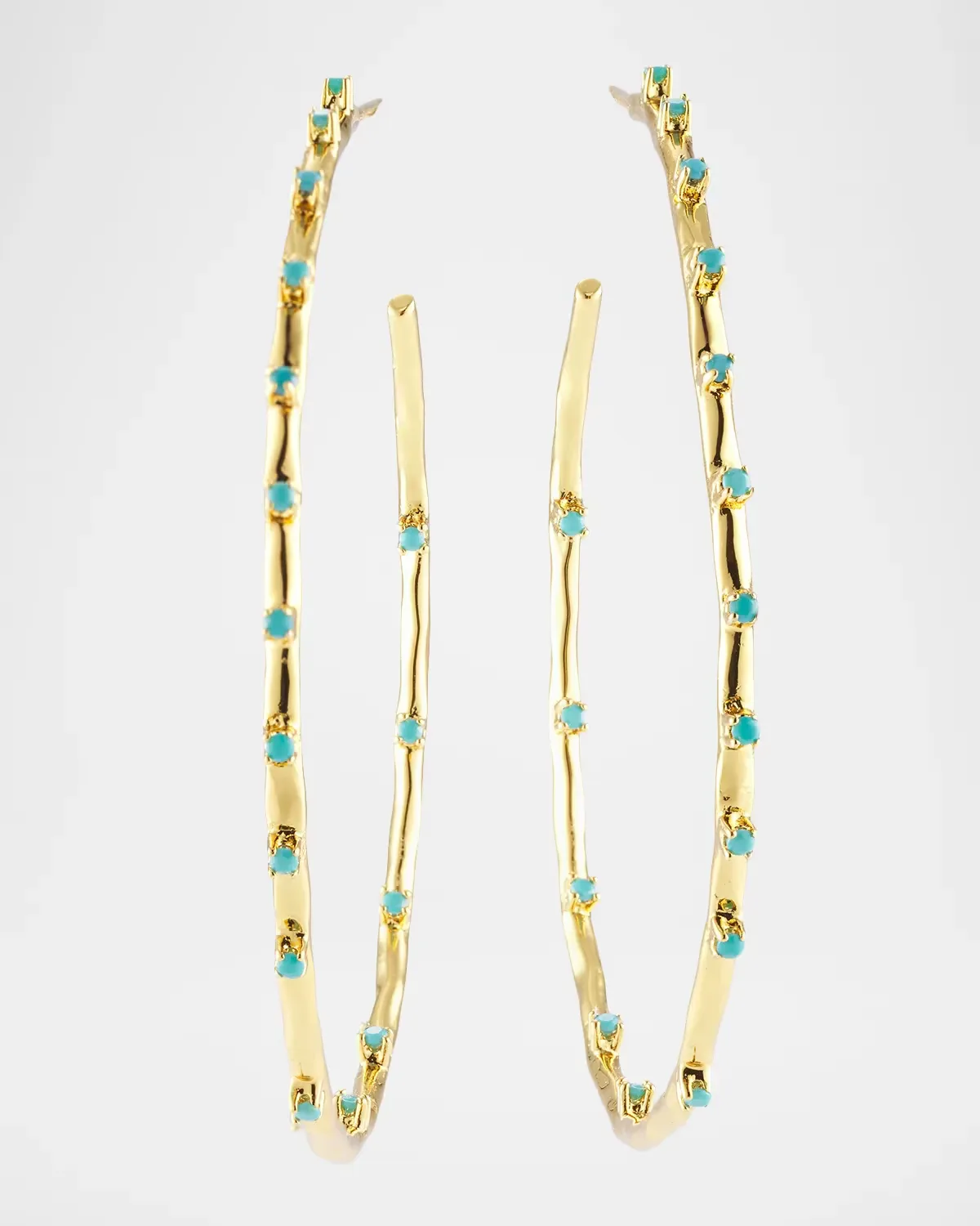 22K-Gold-Plated & Turquoise Hoop Earrings by NEST Jewelry