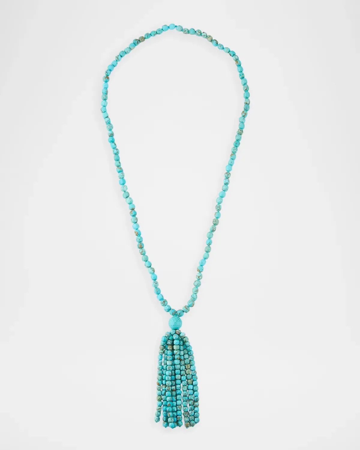 Turquoise Beaded Tassel Necklace by NEST Jewelry