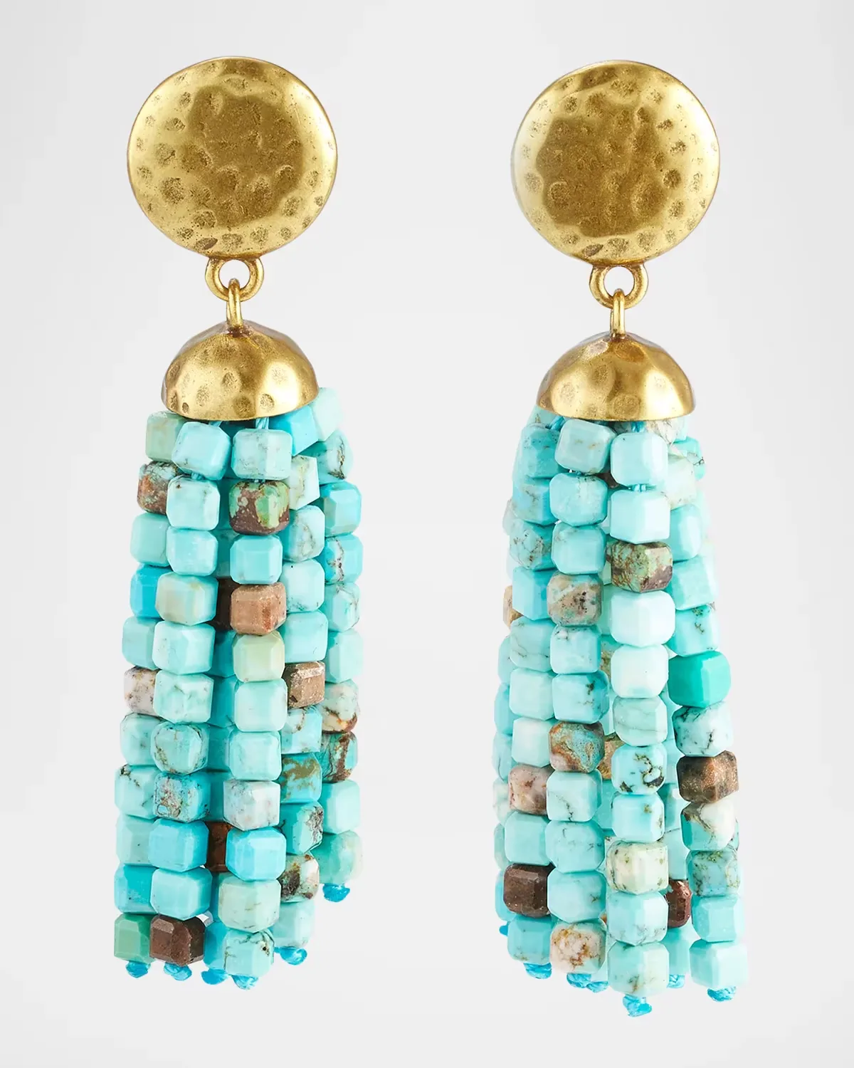 Goldtone & Turquoise Beaded Drop Earrings by NEST Jewelry