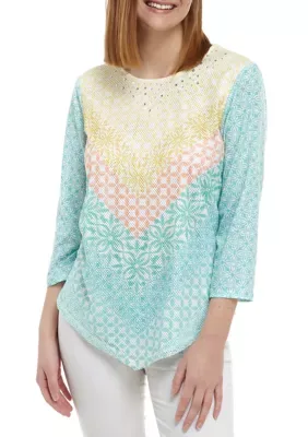 Chevron Mesh Top