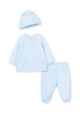Puppies 3 Piece Cardigan Set with Hat by Little Me