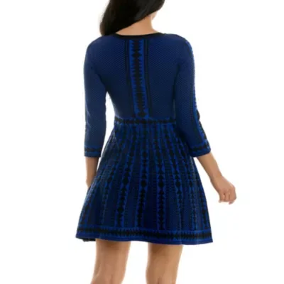 3/4 Geometric Knit Dress by Nina