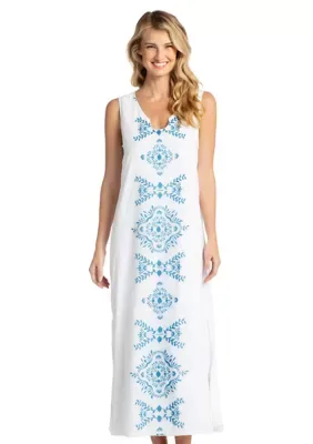 Woven Sleeveless Embroidered Maxi Dress by Cabana Life