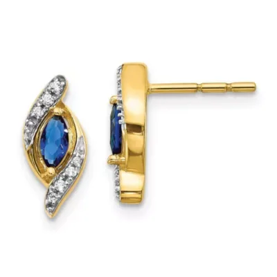 1/3 ct. t.w. Sapphire and 0.07 ct. t.w. Diamond Post Earrings in 14K Gold by Belk & Co